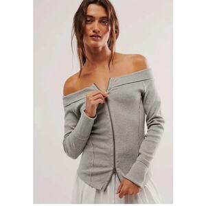We The Free | Free People Eye Candy Gray Ribbed Top Women's L